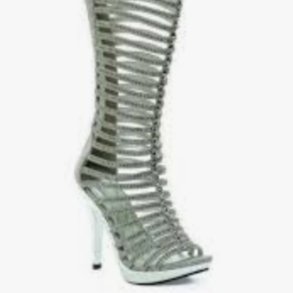 Ellie knee high rhinestone silver 8 (fit like 7.5) Stella gladiator boot